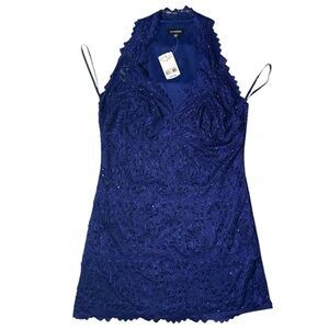 Le Chateau Blue Beaded Dress Medium